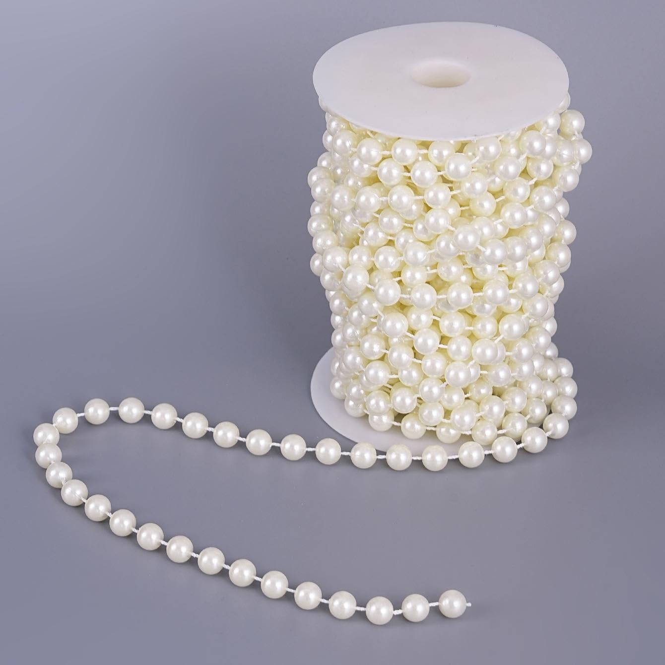 11 Yards/33Feet Pearl Garland Craft String Pearls, Faux Pearl for Wedding Party Decoration, Christmas Tree Decorations and DIY Crafts (Ivory, 10 mm 33 Feet)