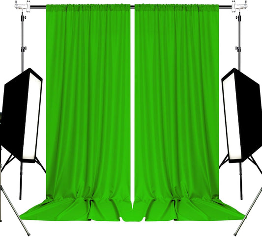 10ft x 8ft Green Screen Backdrop for Photography, High Density Backdrop Curtains, Backdrops for Photoshoot for Photography, Video Calls, Streaming, Gaming, Greenscreen Background, 5ft x 8ft, 2 Panels