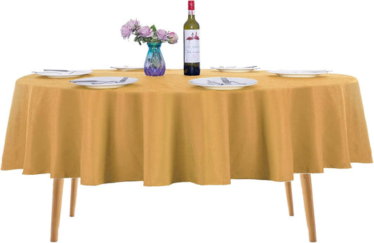 Ascoza 2pack 70 Inch Gold Tablecloth in Washable Polyester Fabric for Wedding/Banquet/Restaurant/Parties
