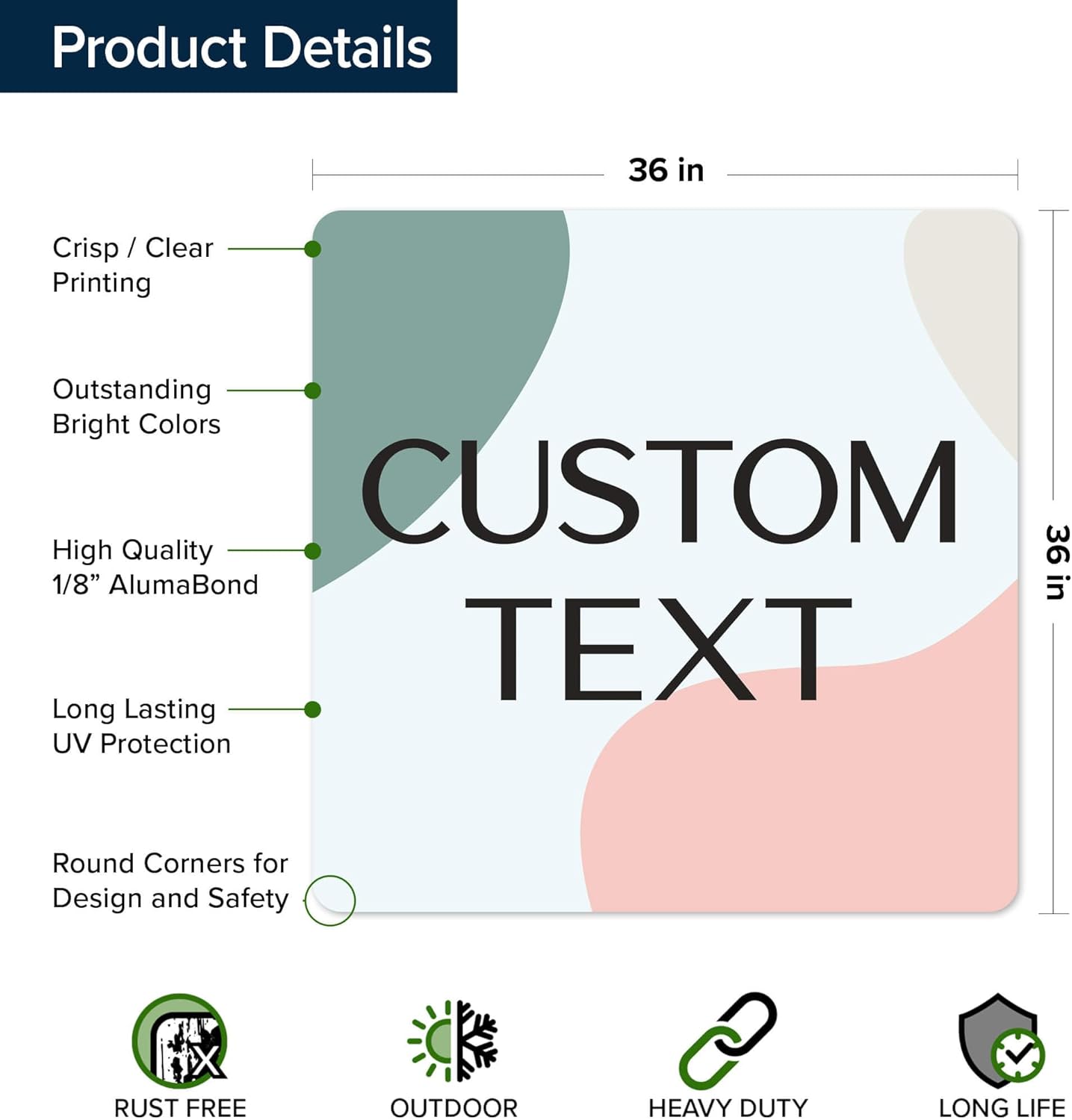 Custom Sign, Custom Street Sign, 11 Font Colors, 13 Font Styles, 4 Hole Options, 22 Sizes, 36x36 Inches, Rust Free DiBound, Fade Resistant, Made in USA by My Sign Center (Minimalist)