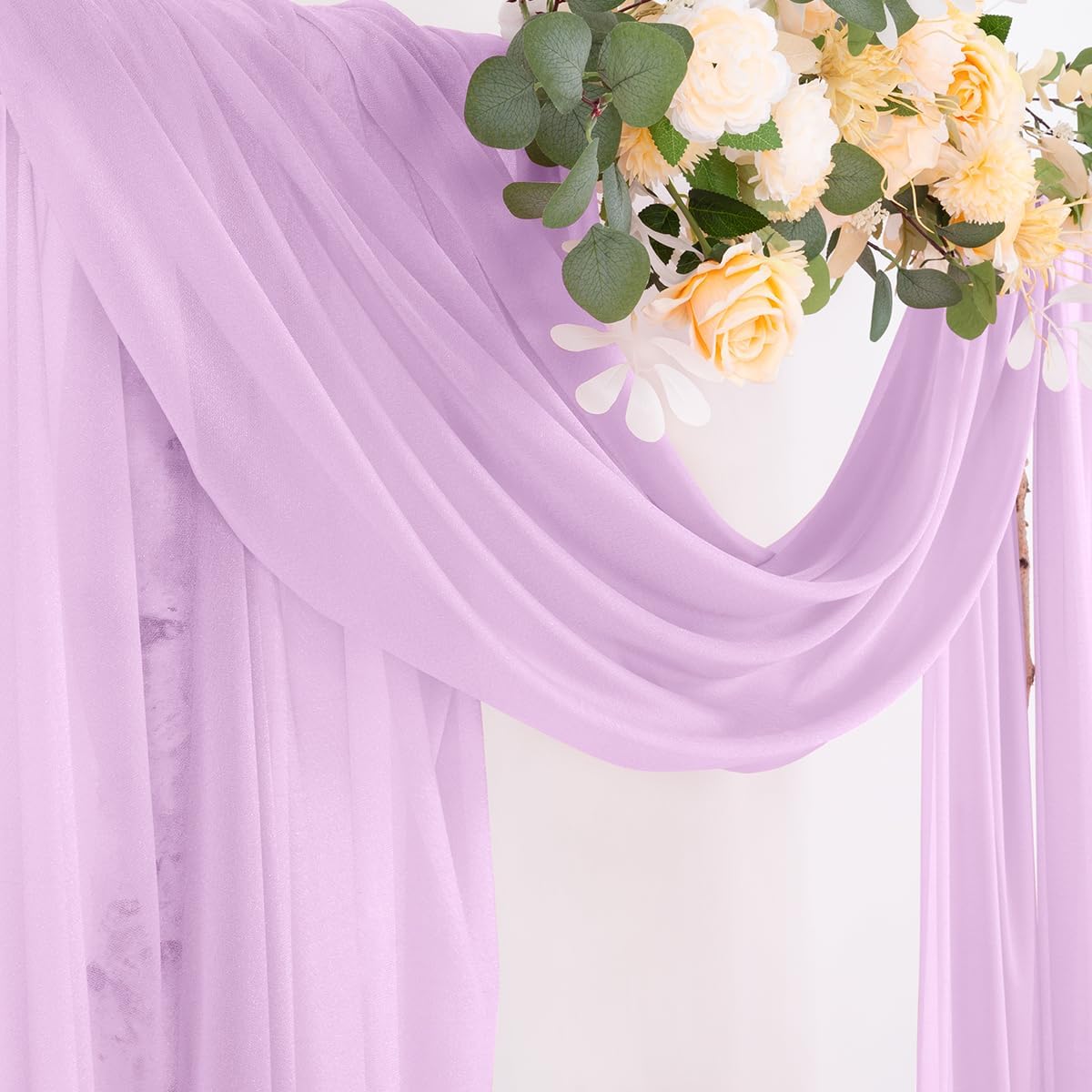 Socomi Lilac Purple Wedding Arch Draping Fabric 29" x 20Ft 1 Panel Sheer Outdoor Curtain Drapes Extra Long for Bridal Baby Shower Ceremony Birthday Party Decor