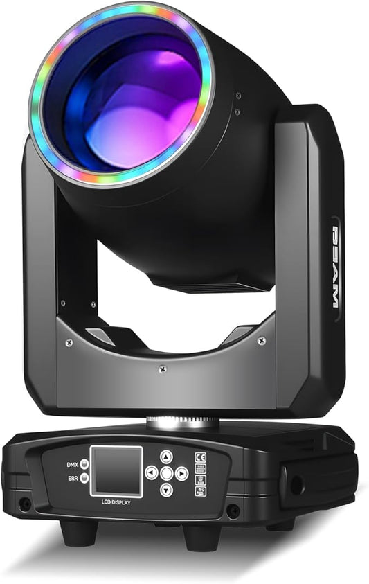 MINGJIE 300W Moving Head DJ Lights, 48-Facet Prism Stage Lighting with 15 Gobos & 15 Colors, DMX512 Sound Activated LED Beam Spot for Wedding, Bar, Party, KTV, Stage Show