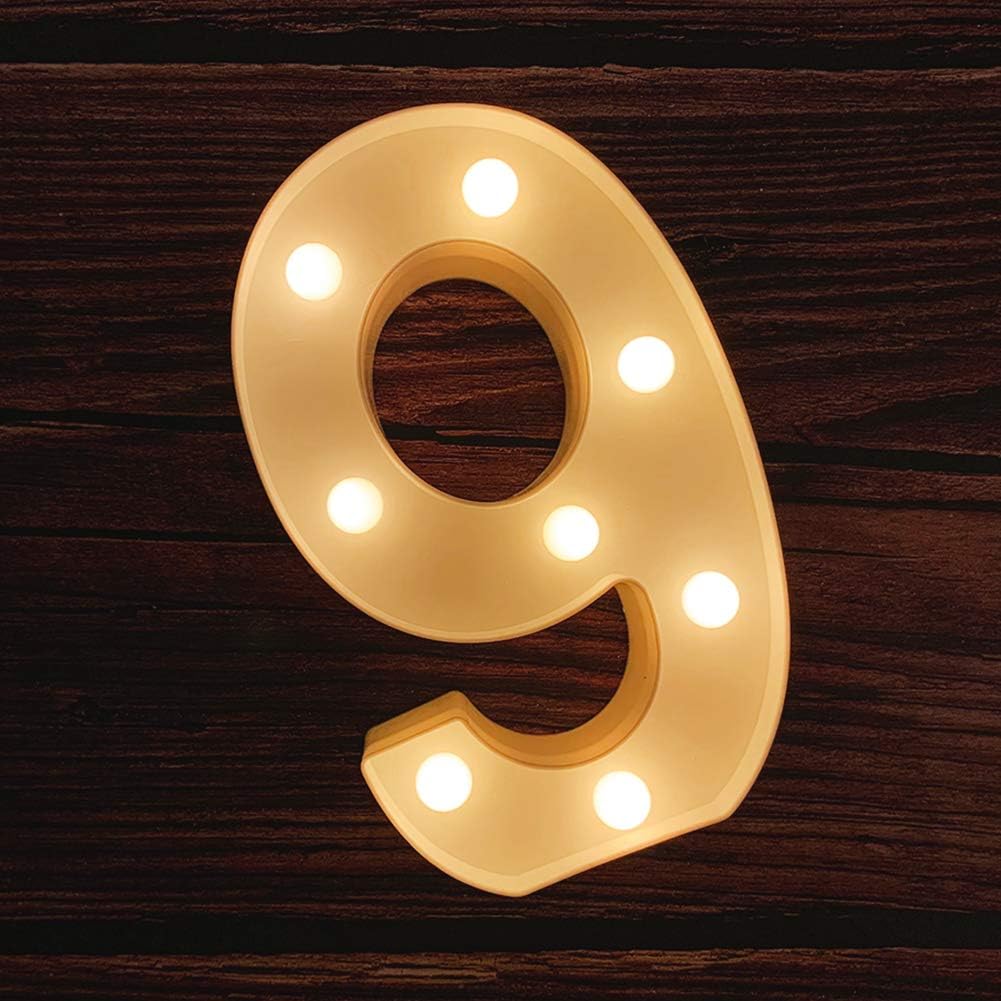 MUMUXI Marquee Light Up Letters | Large Light Up Numbers | Battery Powered and Bright with Every Letter of The Alphabet | for Wedding, Birthday, Party, Celebration, Christmas or Home Decoration (9)