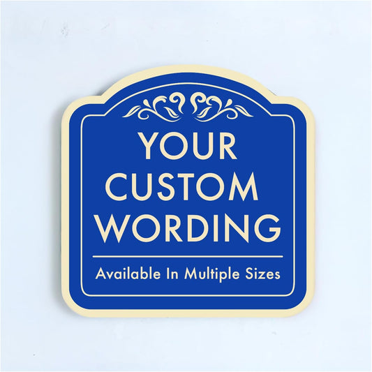 Custom Decorative Outdoor Metal Sign - Personalized Aluminum Driveway Sign, Waterproof, Made in USA - Design 1 Blue Steel 8x8 In