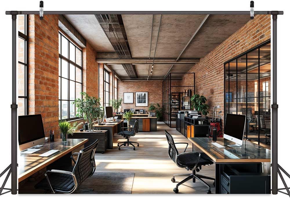 5X4ft Office Video Photo Backdrop Photography Background for Recording Conference, Zoom Home Podcast Backdrops Photo Booth Prop Decorations Wall Decor Tablecloth