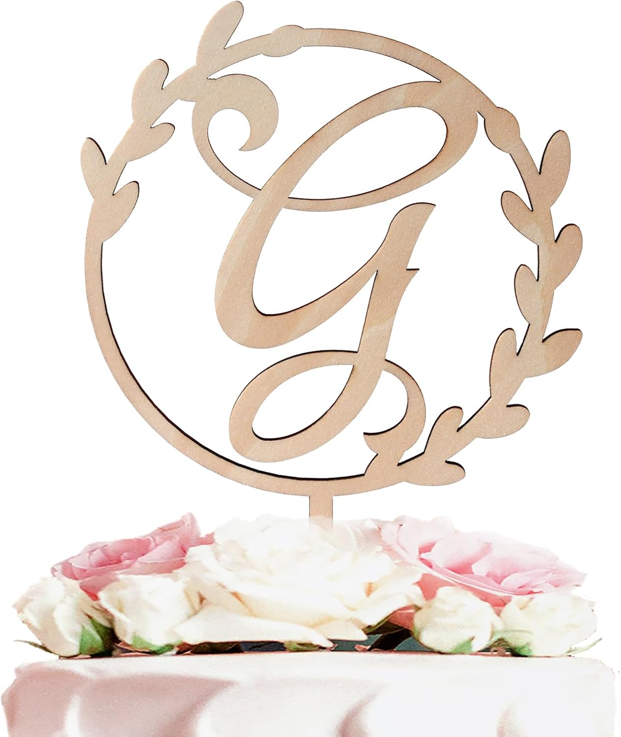 LINGTEER Personalized Inital Letter G Wooden Cake Topper Perfect for Birthday Rustic Wedding Anniversary Party Keepsake Decoration