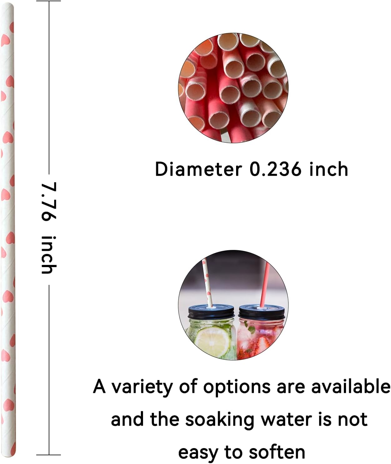 YAOSHENG [100 Pack] Pink & Gold Paper Straws Disposable, 100% Biodegradable Multi-Pattern Party Straws For Birthday, Wedding and Holiday Decoration (Deep Powder Series)