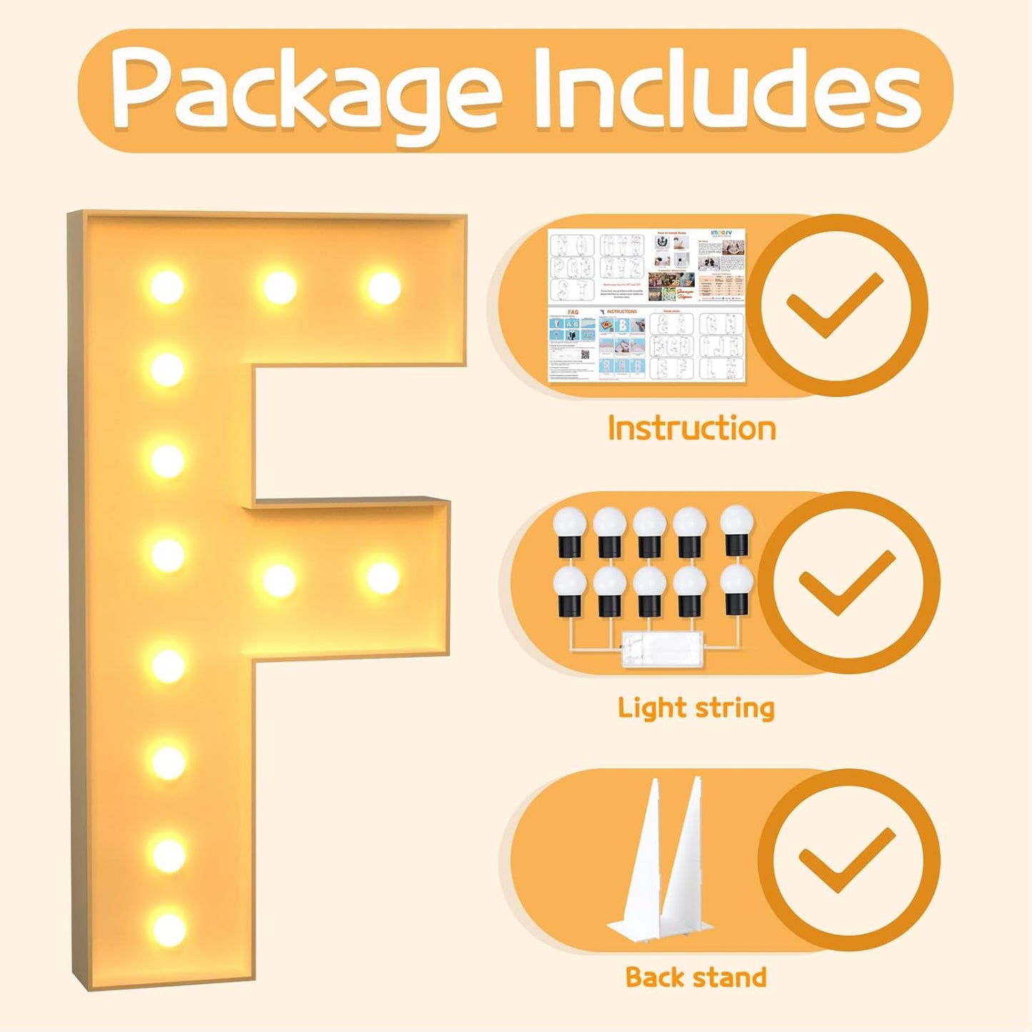 Marquee Letters 4 Feet Tall Large Light Up Letters F Happy Birthday Decorations Marry Me Engagement Party Decor Yellow Light Birthday Decorations Balloon Arch Kit Foam Sign F