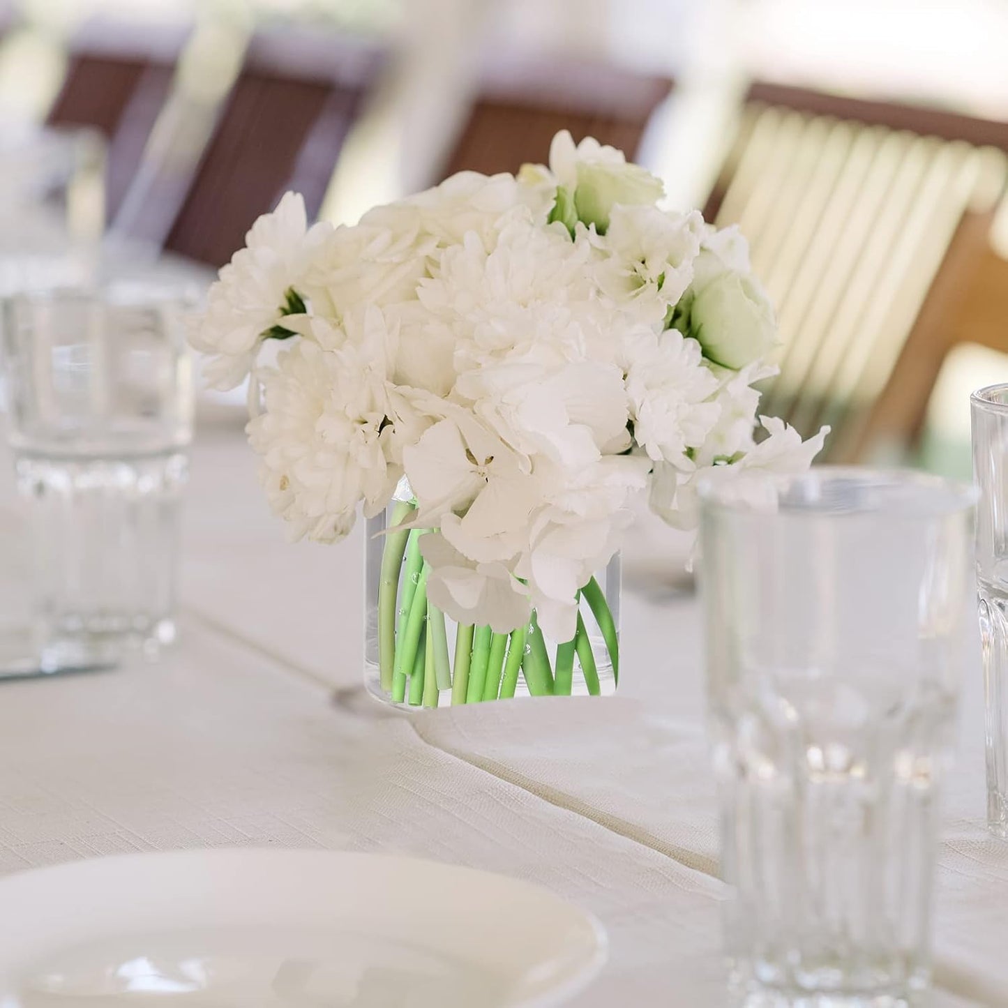 Mimorou 24 Pcs 4 Inch Tall Glass Vases Bulk Clear Cylinder Flower Vases Transparent Candle Holder Wedding Table Centerpieces Decoration Bulk for Home Dinners Party Event