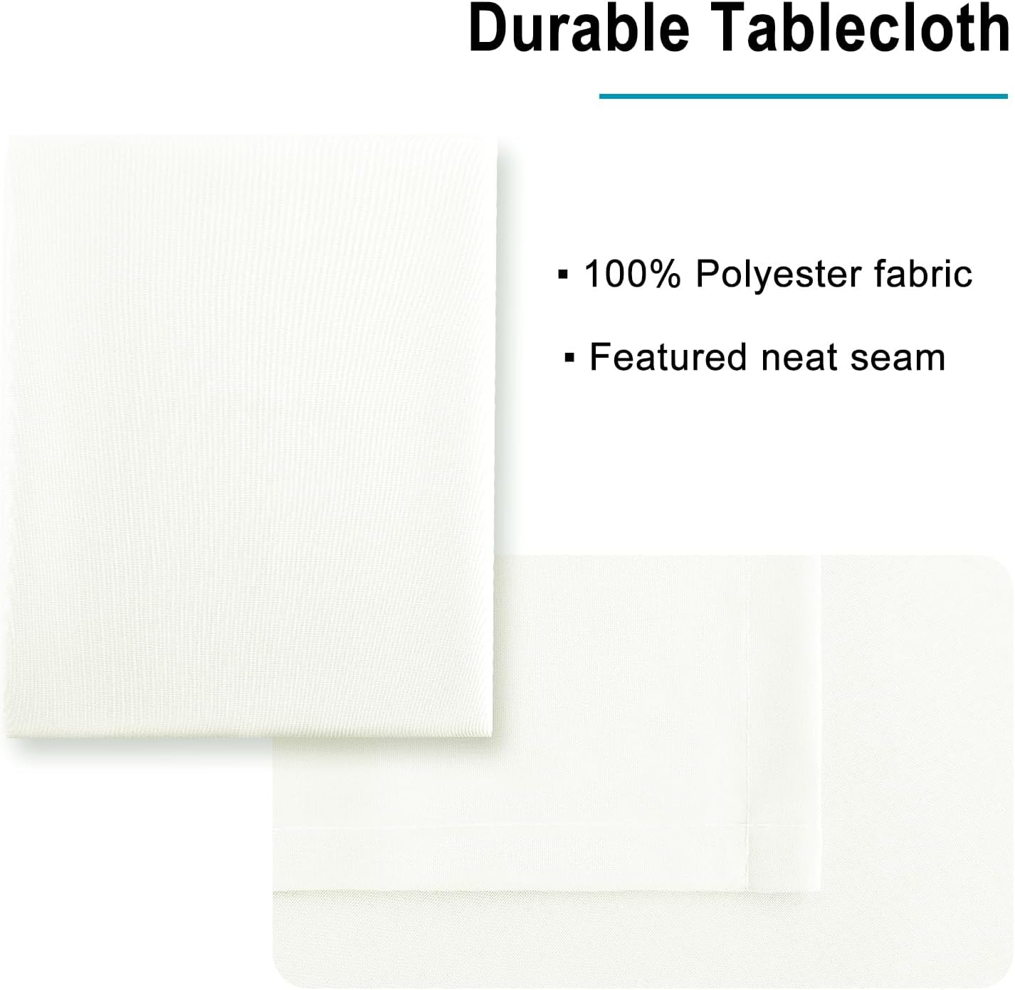 Hiasan Ivory Tablecloth for Rectangle Tables - Waterproof and Spillproof Washable Fabric Table Cloth for Dining Room Kitchen Party, 60 x 84 Inch