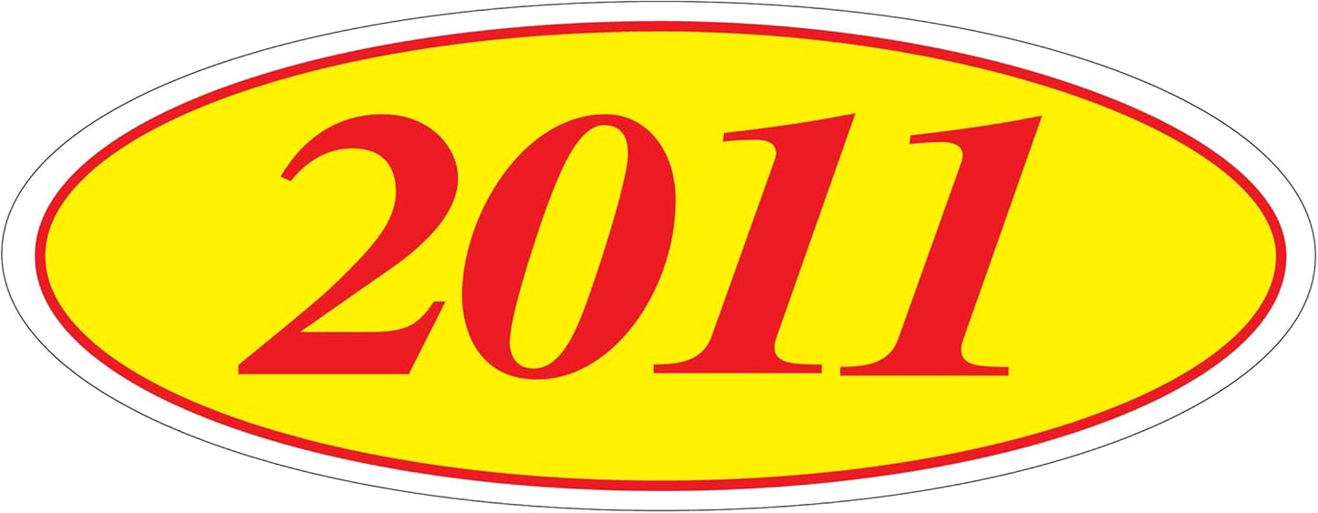 EZ-Line Oval Model Windshield Year Stickers for Car Windows Red and Yellow Large Vinyl Dealership Supplies 1 Dozen Pro Pack (2011)