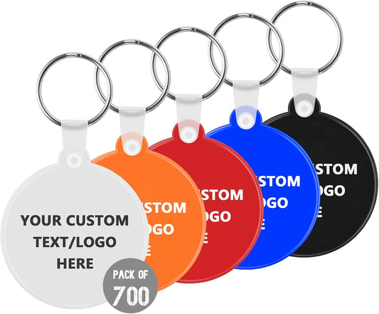 Custom Round Soft Keychains 700 Pack, Personalized Logo, Text Bulk - Perfect for Tradeshows, Party Favors, Events - Customizable Key Tags