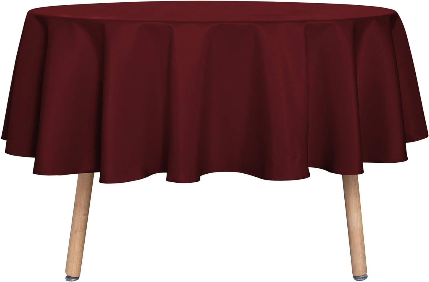 sancua Round Tablecloth - 80 Inch - Water Resistant Spill Proof Washable Polyester Table Cloth Decorative Fabric Table Cover for Dining Tables, Buffet Parties and Camping, Burgundy