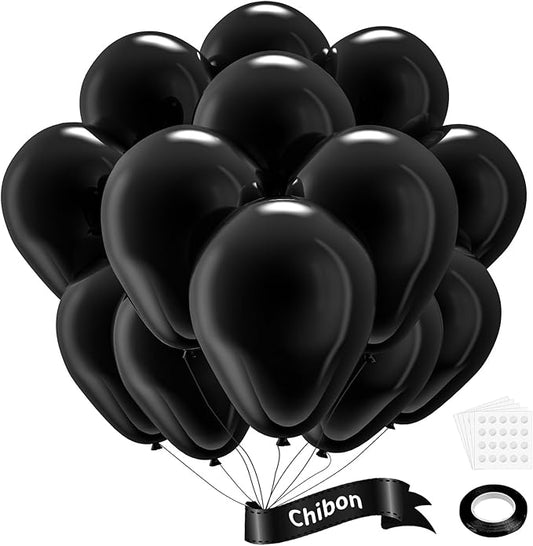 Black Latex Balloons, 100pcs 12inches Round Helium Balloons for Black Themed Wedding Graduation Anniversary Birthday Party Backdrop Decorations