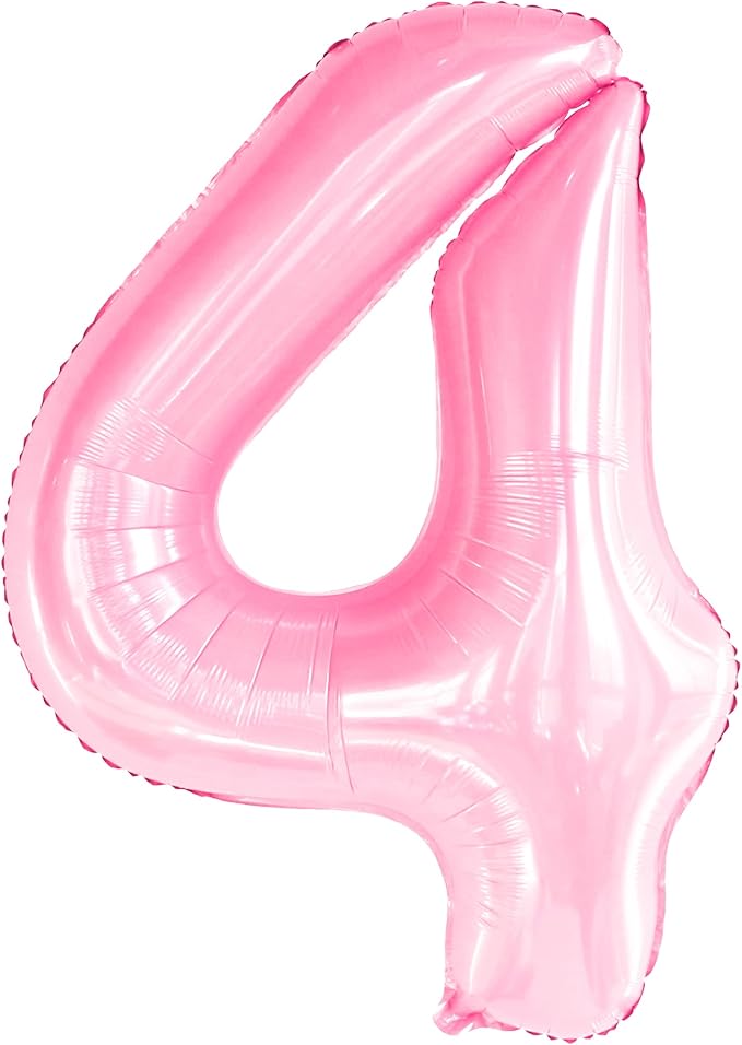 KatchOn, Pink Giant Light Number 4 Balloon - 40 Inch, 4th Birthday Decorations Girl