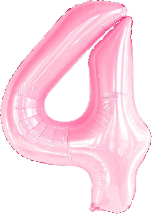 KatchOn, Pink Giant Light Number 4 Balloon - 40 Inch, 4th Birthday Decorations Girl