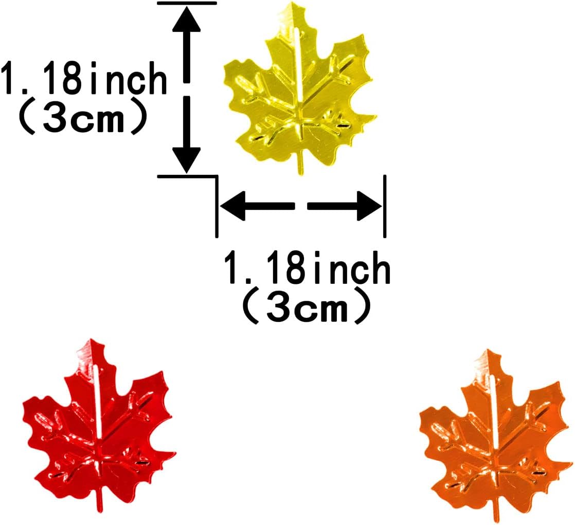 Thanksgiving Fall Foil Glitter Orange Autumn Maple Leaves Gold Metallic Table Sprinkles 60g
