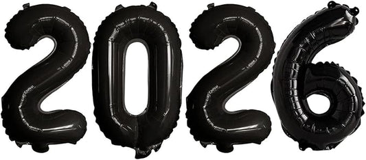 GOER 2026 Foil Number Balloons for 2026 New Year Eve Festival Party Supplies Graduation Decorations (Black,16 Inch)