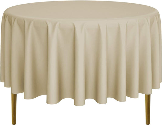 Lann's Linens - 10 Premium 90" Round Tablecloths for Wedding/Banquet/Restaurant - Polyester Fabric Table Cloths - Beige