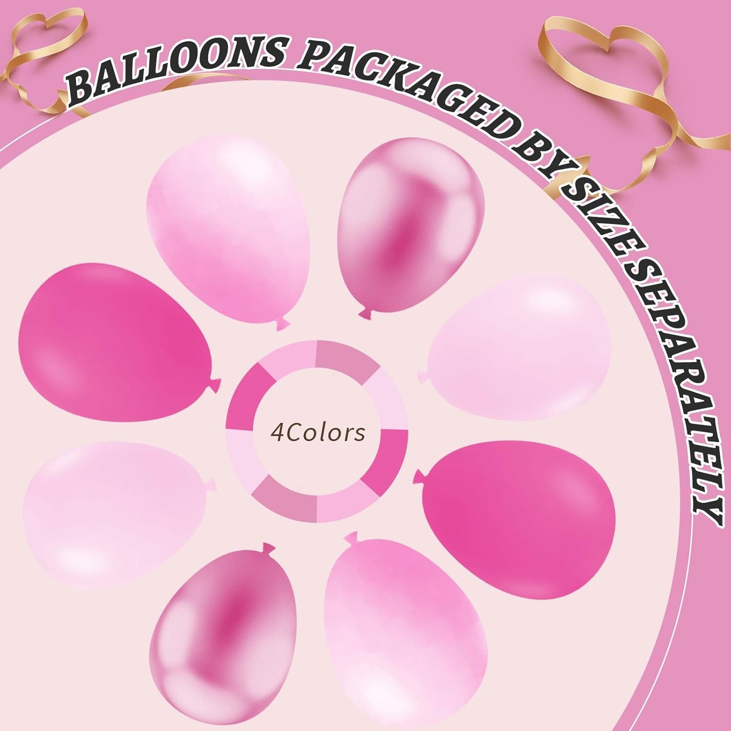 412Pcs Pink Balloon Garland Arch Kit,18 12 10 5 Inch Hot Pink Balloons Metallic Magenta Latex Balloons for Birthday Shower Princess Theme Party Wedding valentines Background Decorations