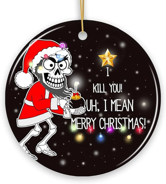 Hilarious Skeleton Bomber Christmas Ornament, Bomb for a Present Funny Comedy Gift