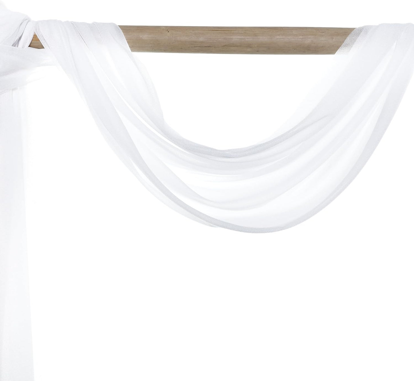 VDS Pack of 1 Panel (30 Inch X 100 Feet) Wedding Arch Draping Fabric Sheer Chiffon Fabric Drapery for Wedding Ceremony Reception Swag Backdrop Canopy Chuppah ARBO Altars Decoration (White)
