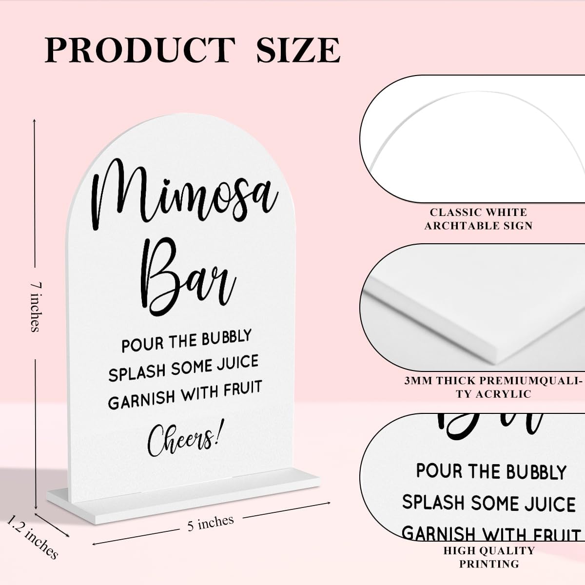 Wedding Mimosa Bar Supplies, Bridal Shower Sign White Acrylic Table Sign for Marriage Parties Anniversaries Reception Cafe Hotel Party Bar Business Event