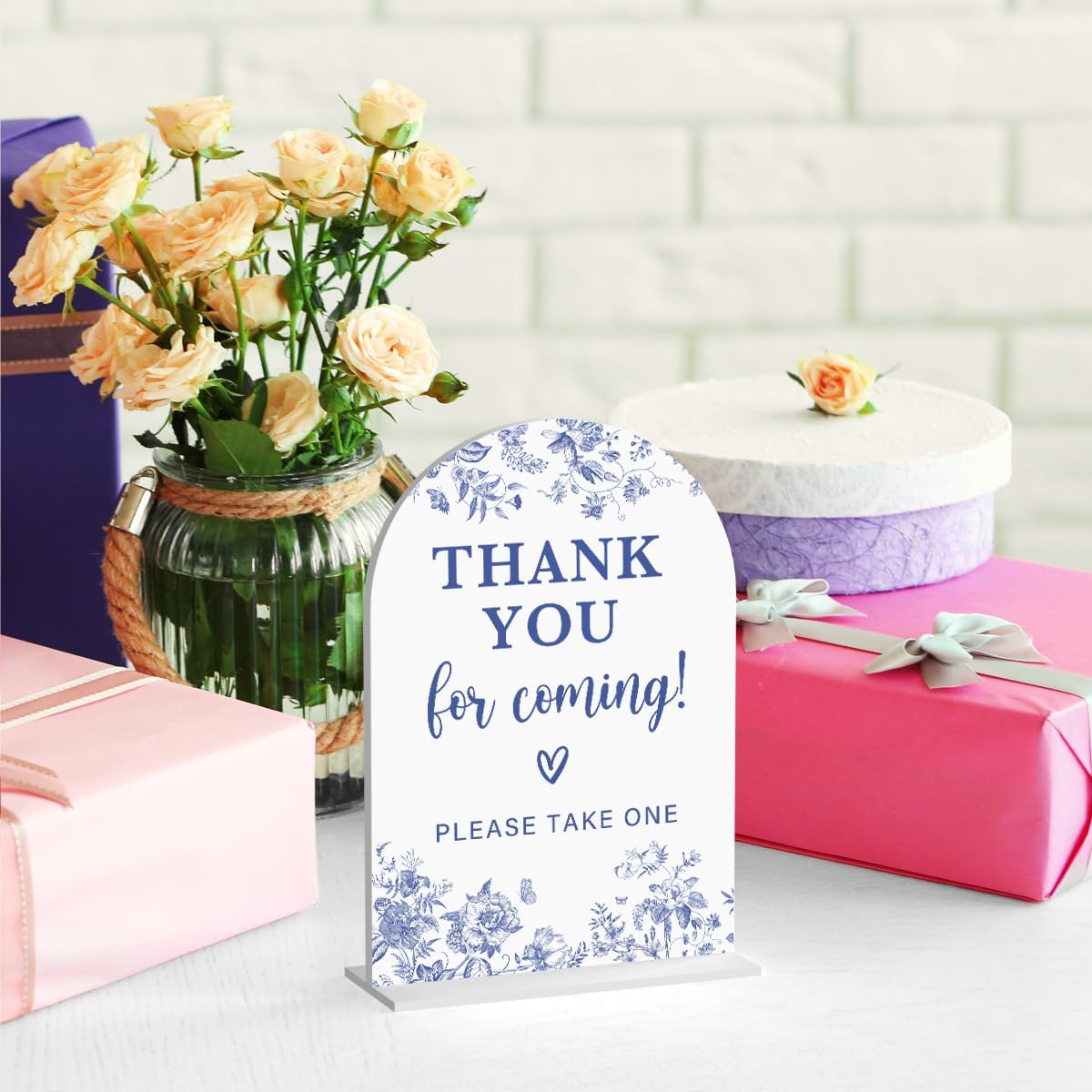 Acrylic Wedding Signs, Dusty Blue Wedding Decor, Blue Weddings Decor, Thank You for Coming Sign for Reception, Modern Calligraphy Arch Acrylic Table Top Sign for Weddings Parties Dinners (White)