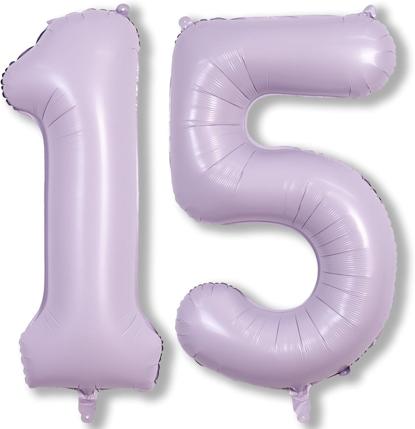 Light Purple 15th Birthday Balloons, 40 Inch Dusty Pastel Purple Mylar Foil Number 15 Balloons for Girls, Lavender Birthday Party Balloons Numbers 1 & 5 for Women 51st Anniversary Decorations Supplies