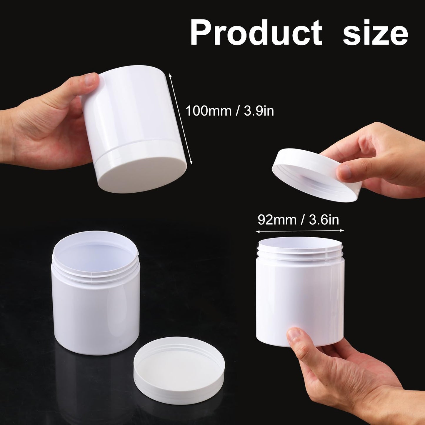 26 Packs 16 OZ White Plastic Jars with Lids, Body Butter Containers, Cosmetic Containers jars with Wide-Mouth for Kitchen Ingredients, beads, sequins, Lotion, Cream, DIY Crafts and More by KUKLIPJIM.