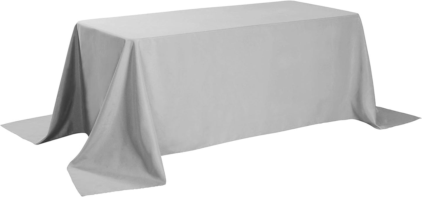 Rectangle Tablecloth 90x156 inch Washable Polyester Fabric Table Cloth for Wedding Party Dining Banquet Decoration（90x156, Silver）