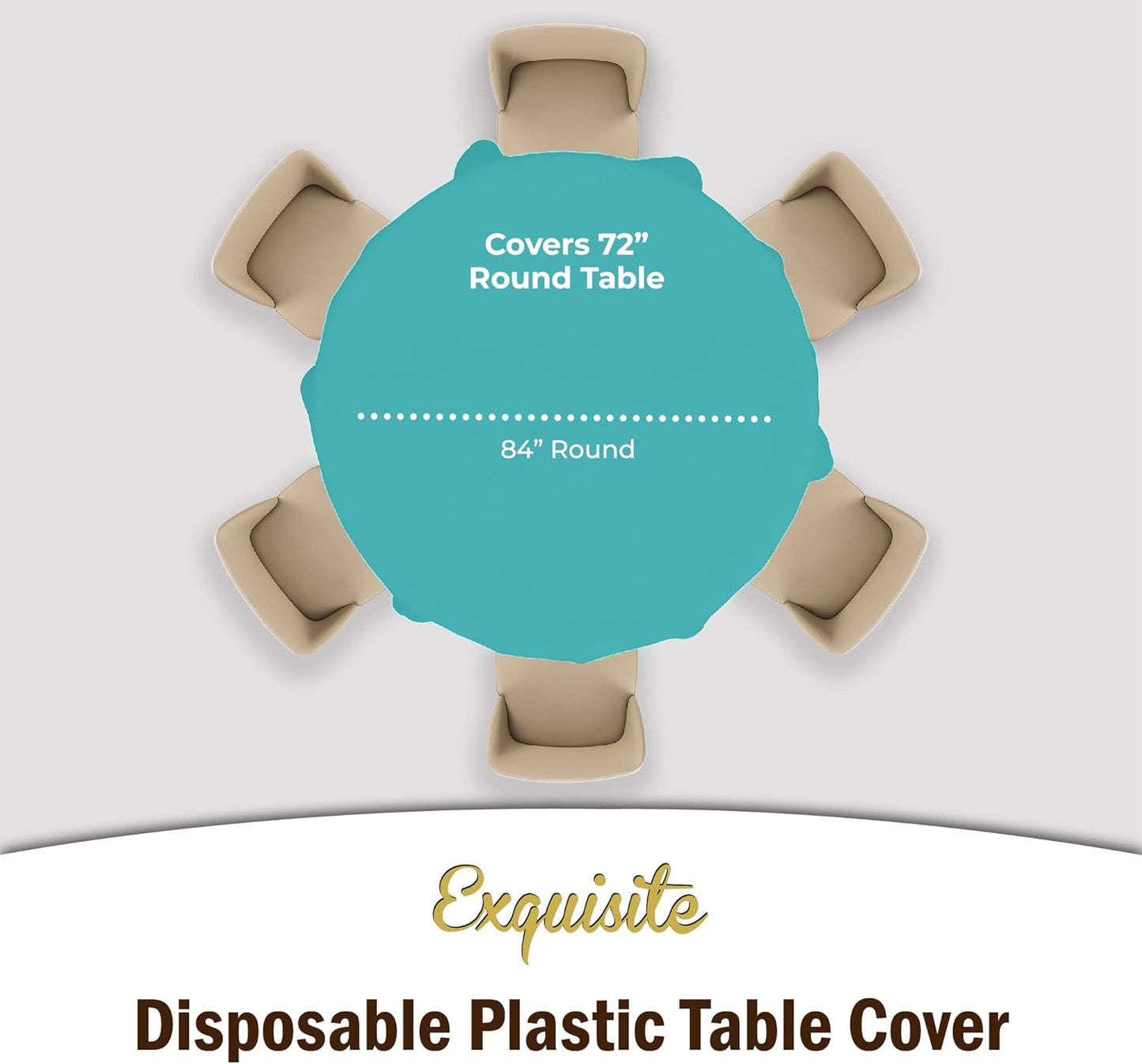Party Solids 12-Pack Premium Plastic 84-Inch Round Tablecloth - Aqua Blue