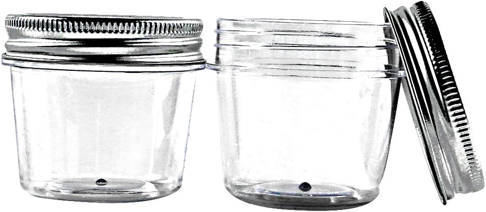 novelinks 4 oz Clear Plastic Jars with Screw-On Lids – Reusable Round Containers for Slime, Food, Spices, Crafts & Kitchen Organization – BPA-Free Storage Jars, 20 Pack