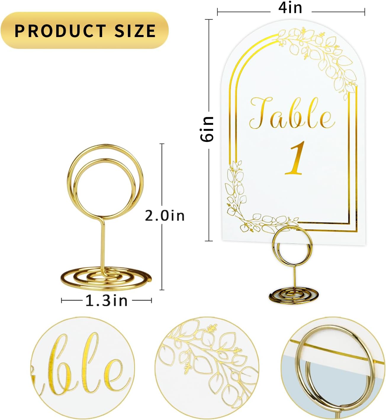 Wedding Table Numbers 1-30, 30 White Gold TableNumber Cards with 30 Gold Number Holders, 1 Set of 30 Table Numbers for Wedding Reception(Card and Holder)