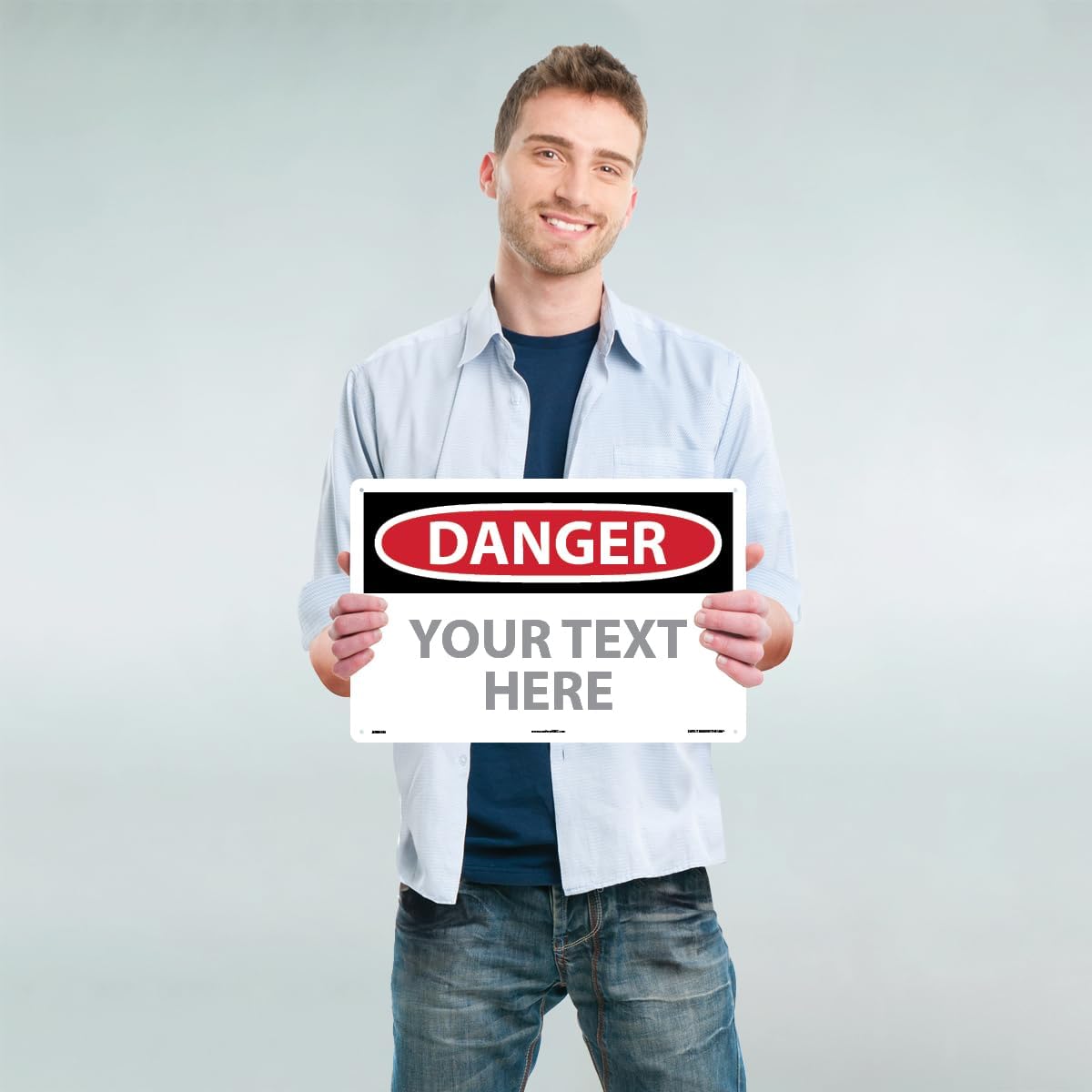 Custom OSHA Style Danger Sign 12" x 18" Plastic Sign, Customizable "Your Text Here", by AccuformNMC Made in USA