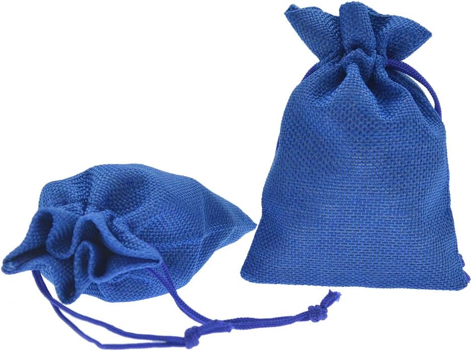 20pcs Burlap Bags with Drawstring 5x7 inch, Royal Blue Gift Bags Bulk Jewelry Pouches Sacks for Wedding Favors, Party, Christmas