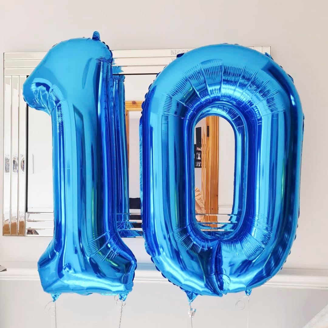 Blue 2 Balloon Number,40 Inch Number 2 Balloon Big Blue 2 Foil Mylar Helium Balloon for Birthday Party Decorations
