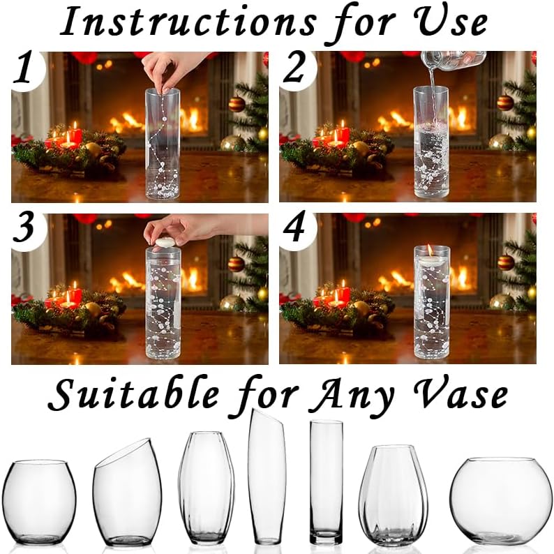 50pcs Pearls String Beads of Pearls, 10+5mm Silver Artificial Pearl String for Floating Candles Centerpieces, Vase Filler, Wedding Centerpiece Christmas Party Decor