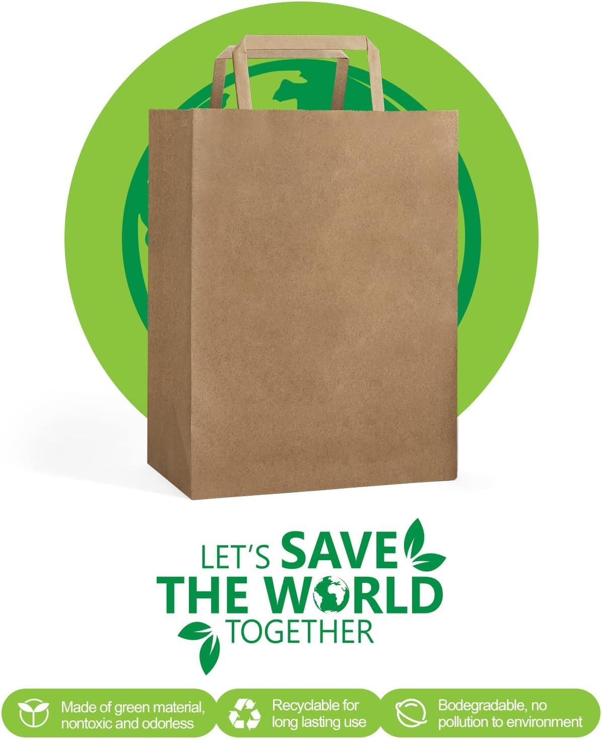 GSSUSA Brown Paper Bags with Handles 200 Pack Brown Gift Bags10 X5 X13 Kraft Paper Bags, for Shopping, Retail and Grocery -Take Out Bag