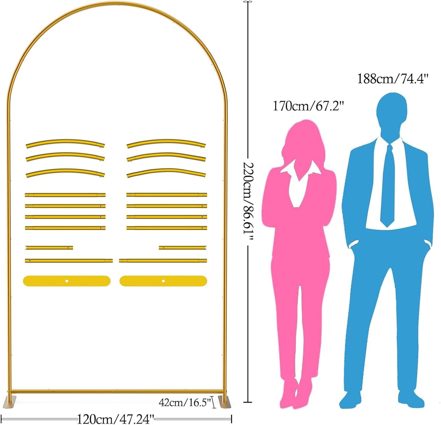 7.2 FT Arch Backdrop Stand for Parties, Balloon Arch Stand, Wedding Arch Backdrop Stand, Ideal for Birthday, Gradutation, Birdal Shower, Baby Shower, Anniversary, Wedding, New Year