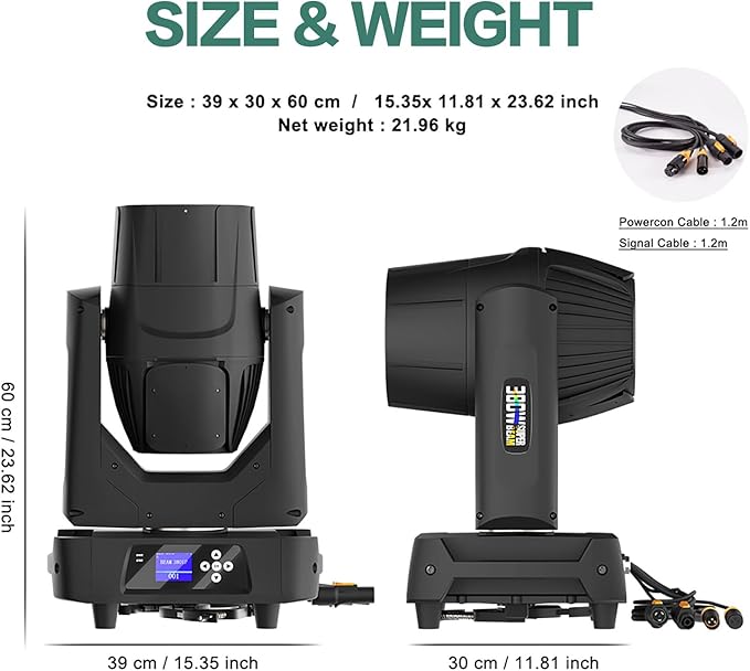 SHEHDS IP65 Waterproof Moving Head Stage Lights 380W 19R Bulb(7500K) 17 Gobos 14 Colors Spotlights 2 Prisms Beam/Frost/Wash/Strobe Effect DMX512 for Disco Outside/Indoor Party Show