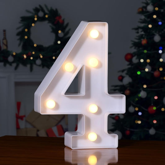 Foaky Marquee Light Up Number Sign, Plastic LED Lamp for Night Light, Wedding, Birthday Party, Christmas Home Bar Decoration(4)