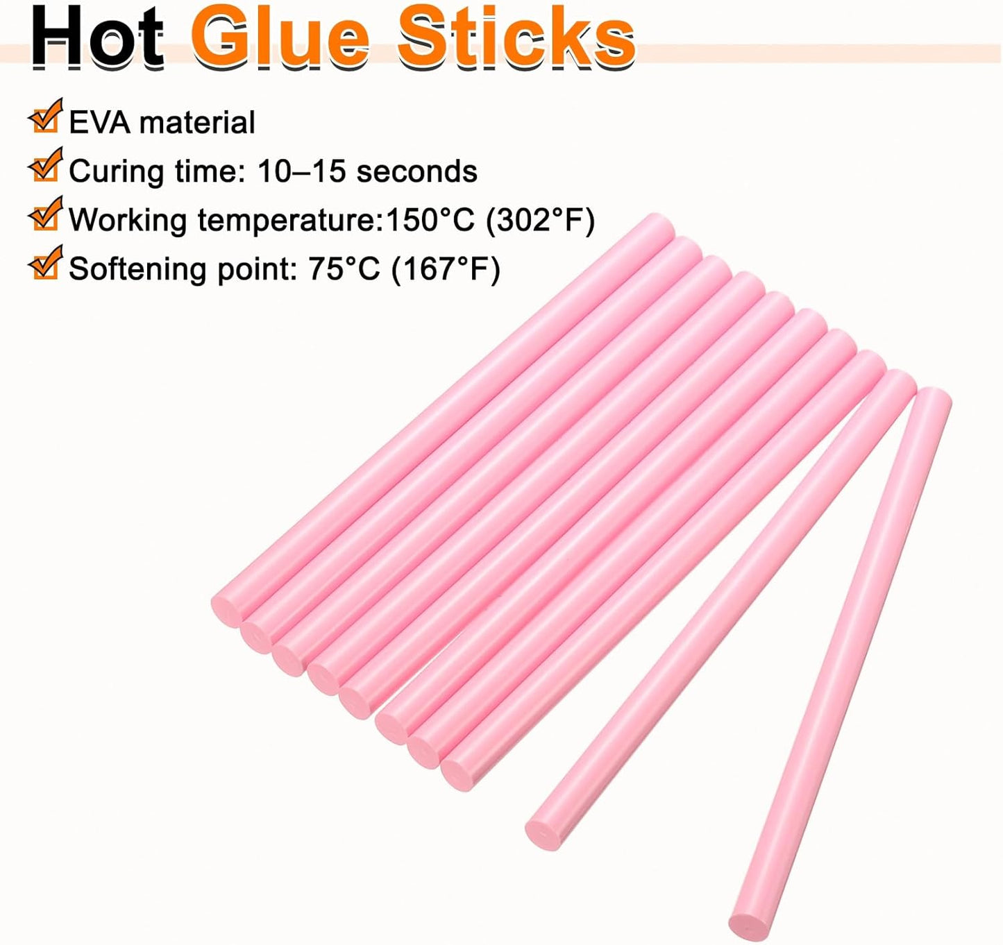 HARFINGTON 10pcs Hot Glue Sticks 0.43" Dia x 3.94" Long EVA Mini Hot Melt Adhesive Glue Stick for Hot Melt Gun Wood Plastic Glass Flowers Fabrics Foam, Pink