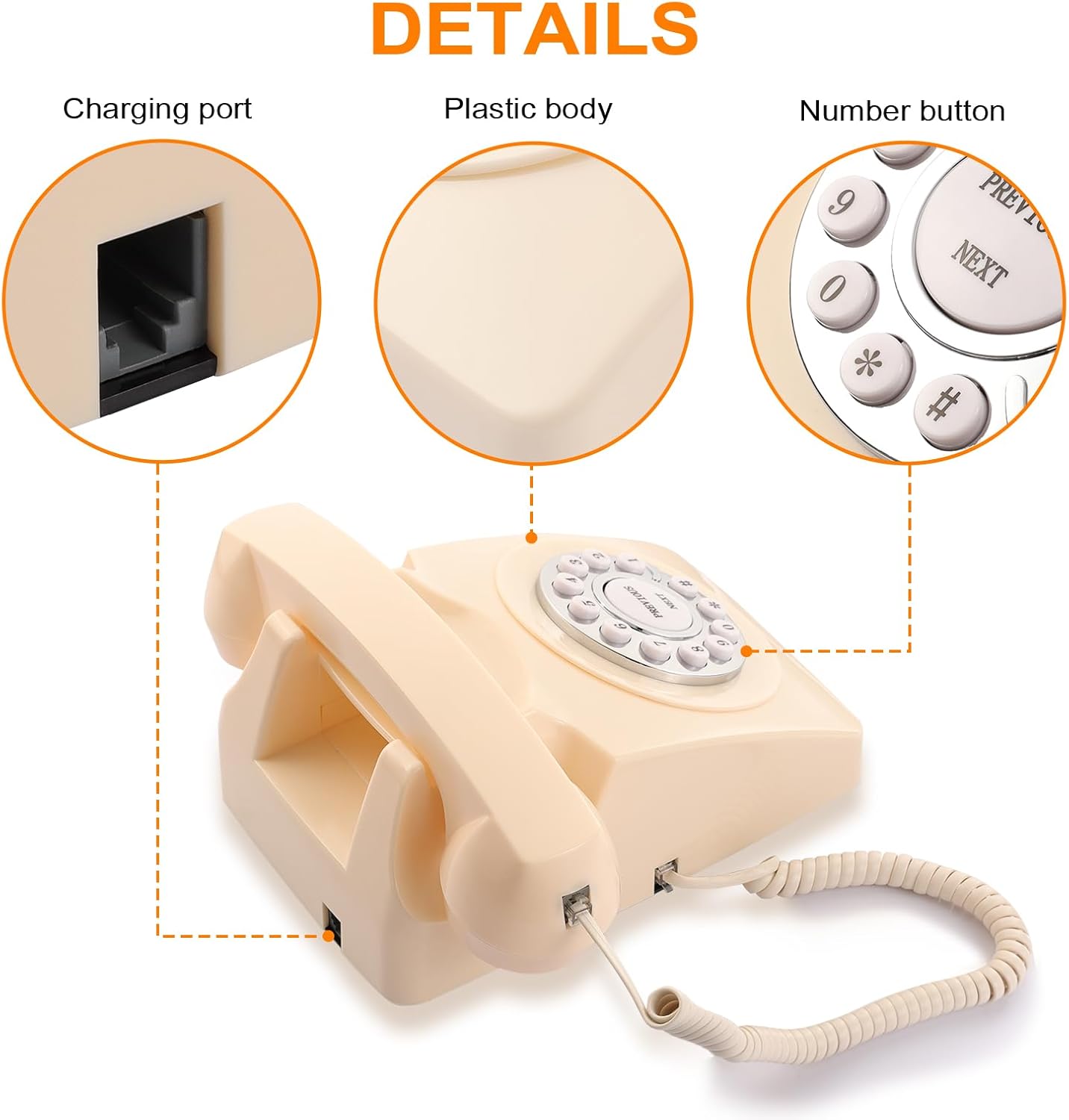 Guest Book Audio Wedding Phone,Record Voice Messages,Retro Guest Book for Wedding or Birthday Party Message Voicemail,Save The Blessings of Your Relatives and Friends（Beige）