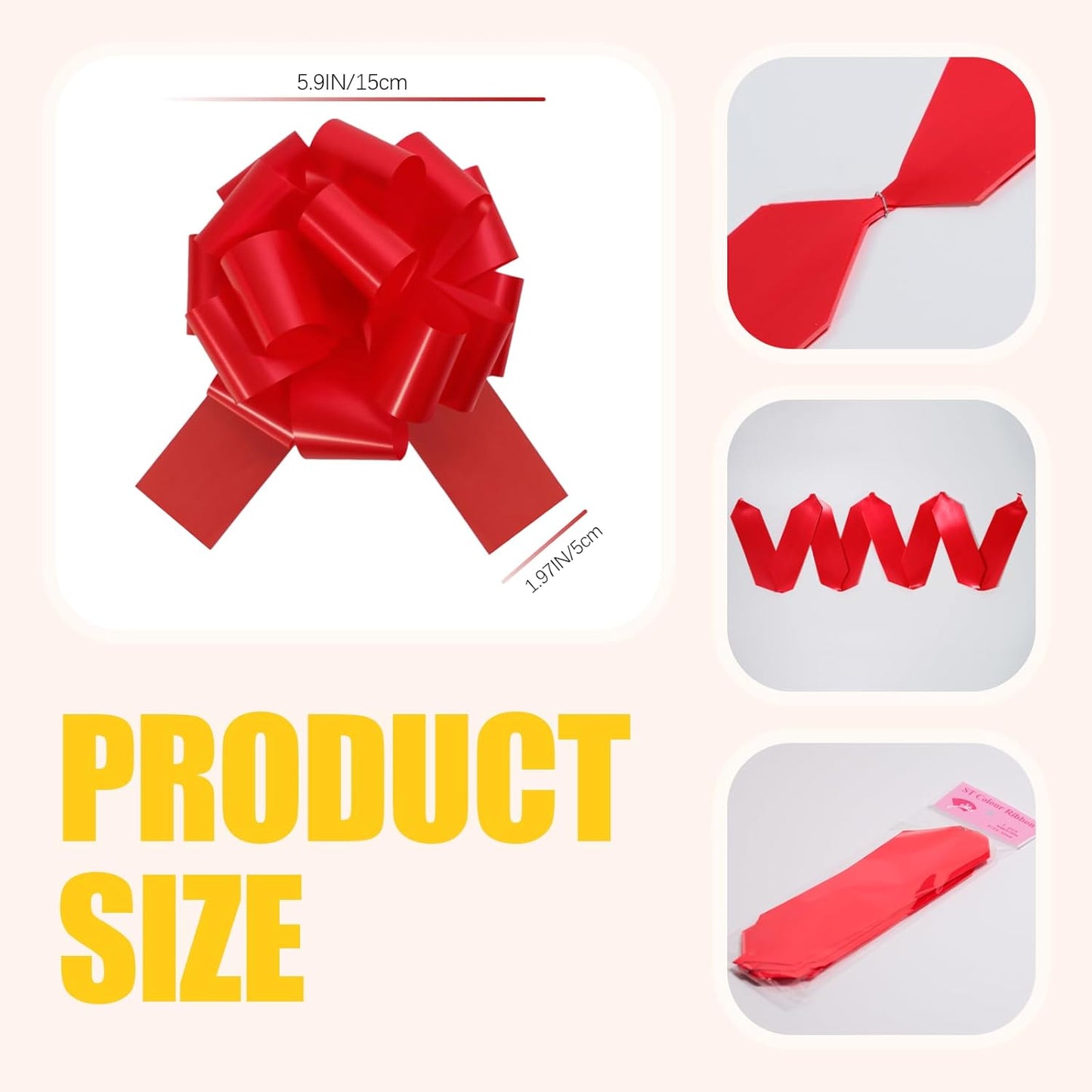 6 PCS 6 Inch Red Pull Bows - Perfect for Gift Wrapping, Wedding Decor, Car Bows, Birthday Parties, Christmas and Valentine's Day