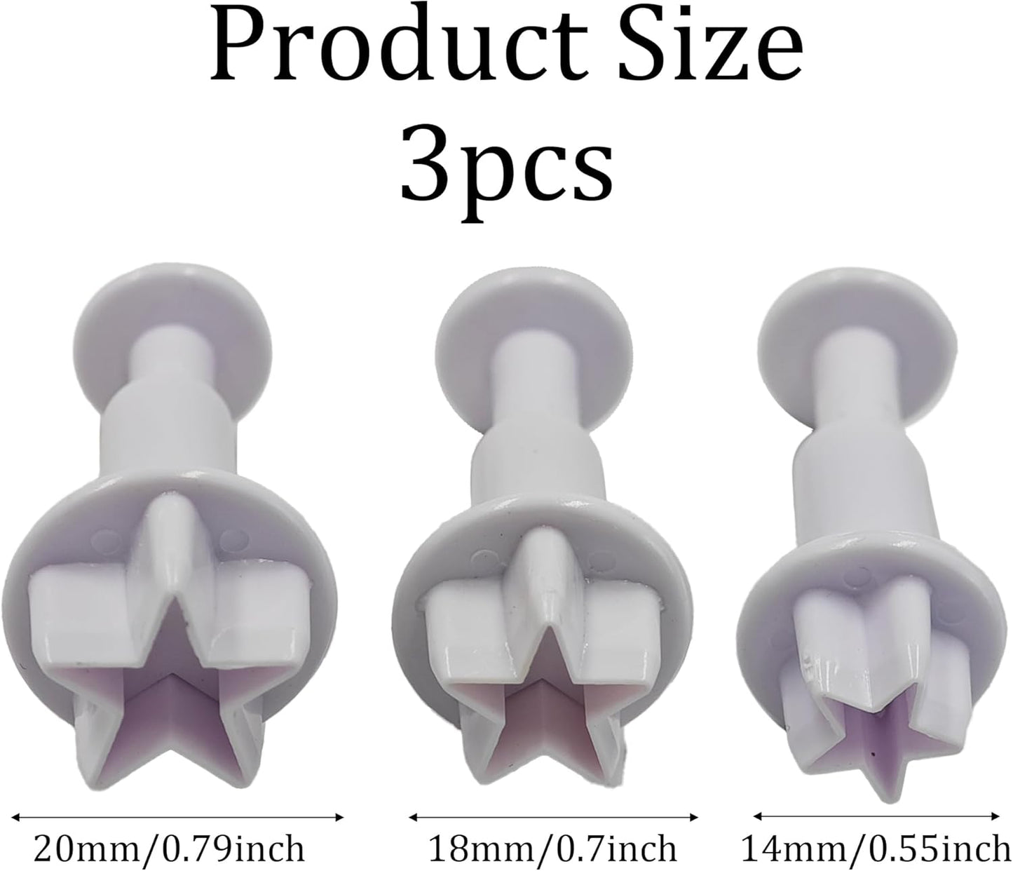 pson 3Pcs Plunger Cookie Cutter Set, Mini Plastic Biscuit Molds for Cake Decorating, Baking, Fondant, and DIY Crafts(Star)