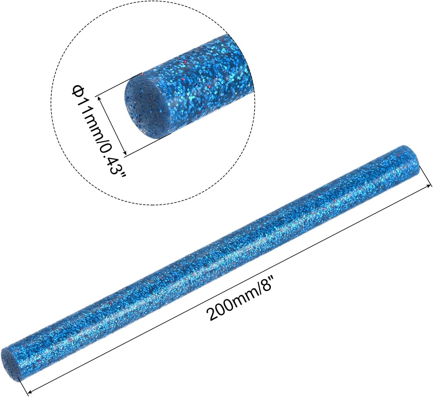 uxcell 20pcs Hot Glue Sticks for Glue Gun 11mm/0.43-inch x 8-inch Mini Hot Melt Adhesive Glue Stick Glitter Bright Blue