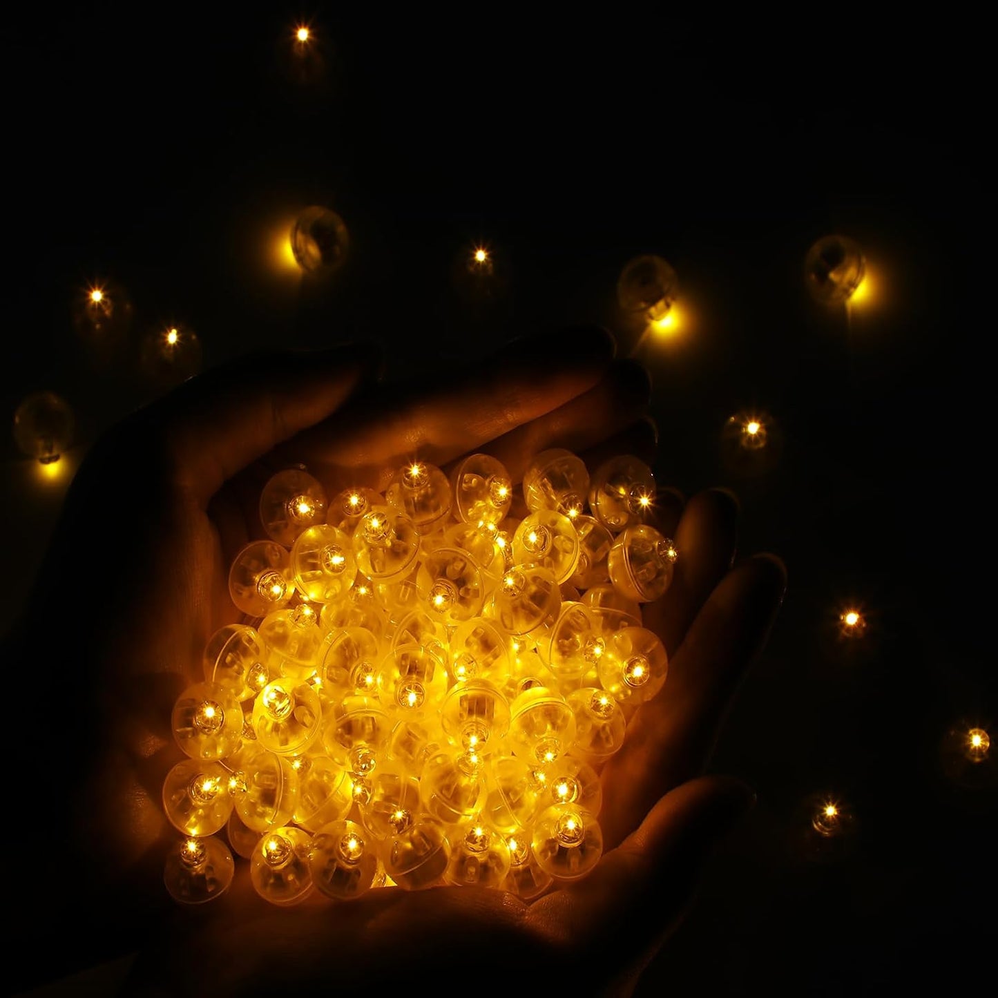 50pcs LED Orange Balloon Light Mini Tiny LED Light, Small Round Led Ball Lamp for Paper Lantern Indoor Outdoor Fun Birthday Event Halloween Christmas Party Wedding Decoration Supplies