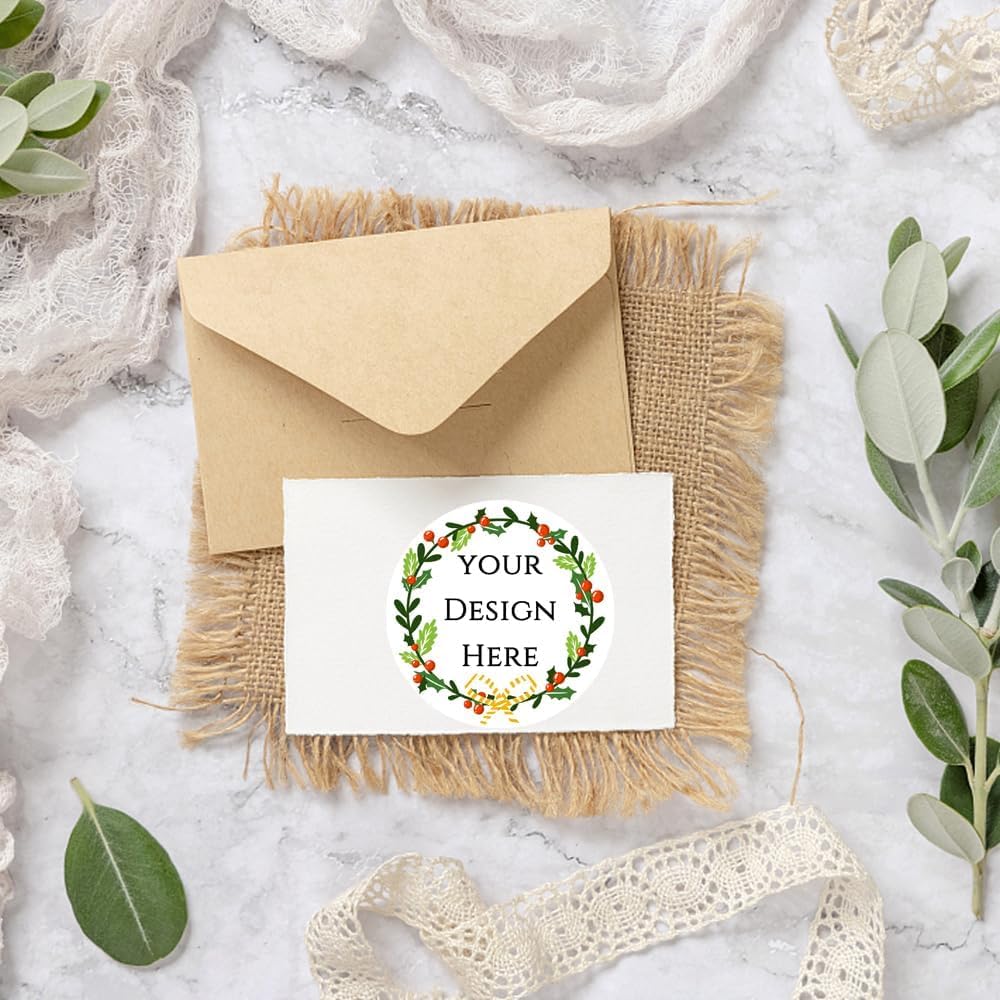 100-1000pcs Custom Stickers Merry Christmas Stickers Personalized Labels Adhesive Xmas Decorative Envelope Seals Stickers for Cards Gift Boxes(VSquare-12)