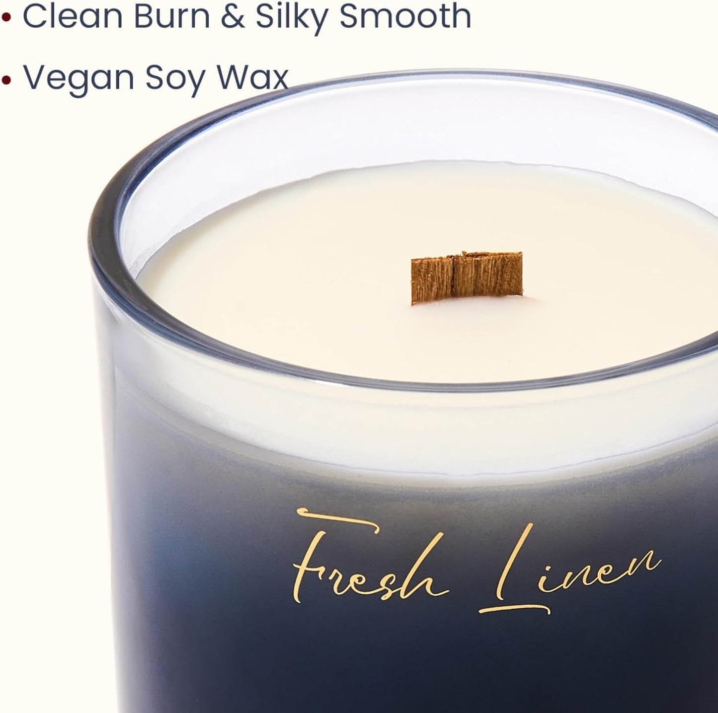 M&SENSE 16.6oz Natural Soy Large Jar Candle with Wooden Wick | Fresh Linen Scent | 95-Hour Burn & Long-Lasting Burn | Housewarming Gift for Men and Women